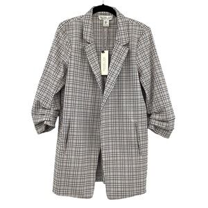 Rachel Zoe Plaid Longline Blazer Medium Officecore Boardroom Chic Business NWT
